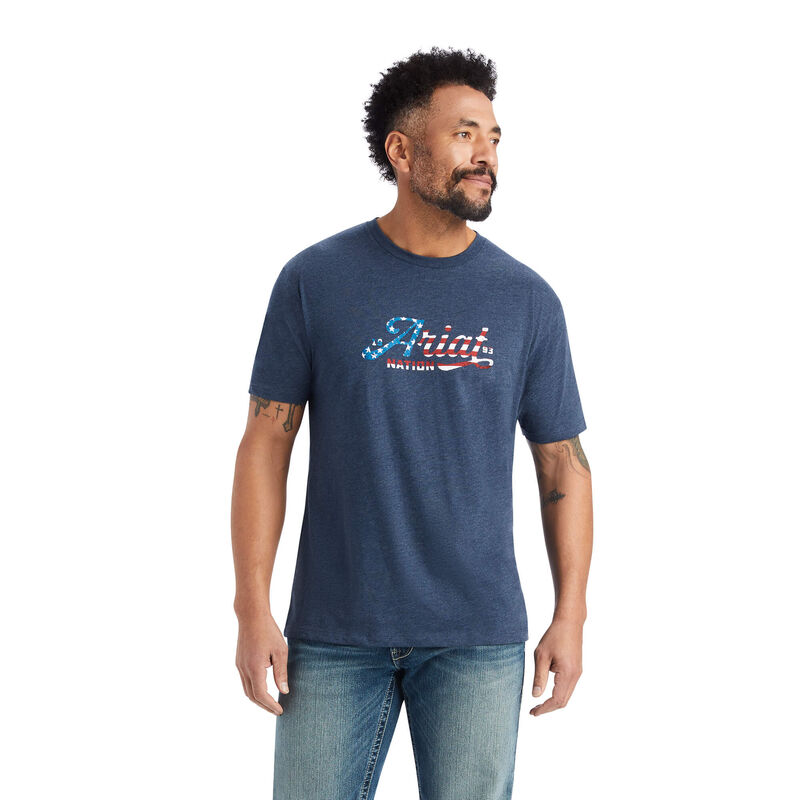 Ariat T-Shirts Herren - Script Flag Navy ( IGPOE-8457 )